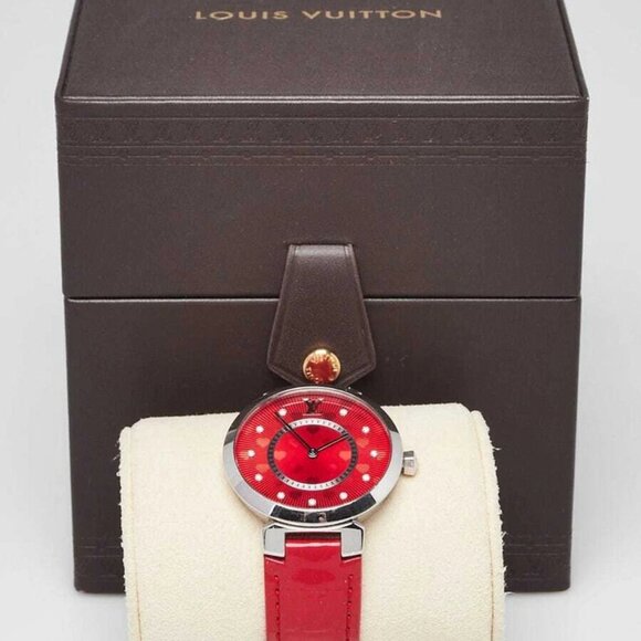 Louis Vuitton 28mm Cerise Monogram Vernis And Diamond Saint Valentin Quartz W... - Picture 9 of 9